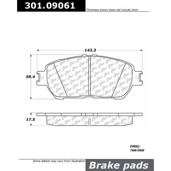 Centric Premium Ceramic, 301.09061, Centric Parts, Mfr#: 301.09061